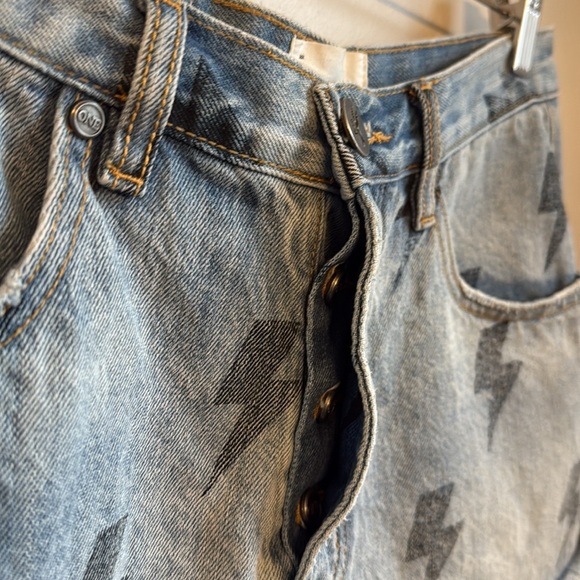 ONE TEASPOON Blue Lightning Le Wolves Mid Length Denim Short SZ 28 - Picture 6 of 8